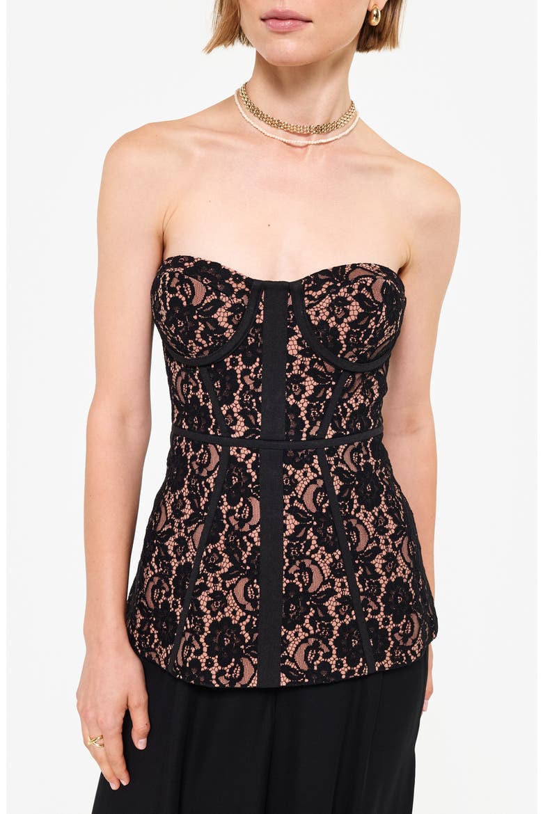 Vega Lace Corset Top, Main, color, BLACK