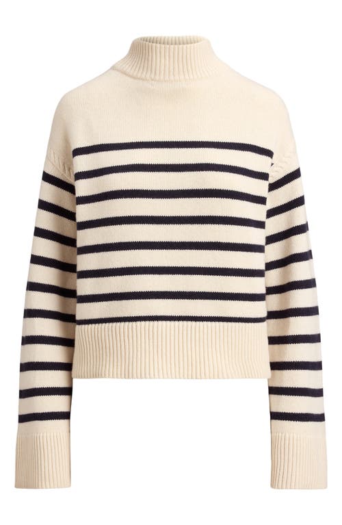 Ralph Lauren Striped Wool-blend Mockneck Sweater In Neutral