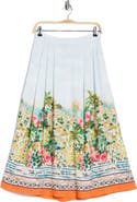 ELIE ELIE TAHARI Printed Pleat Midi Skirt