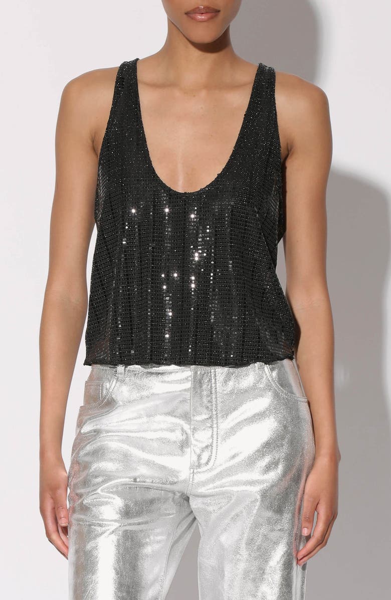 Walter Baker Emma Sequined Shell, Main, color, Black