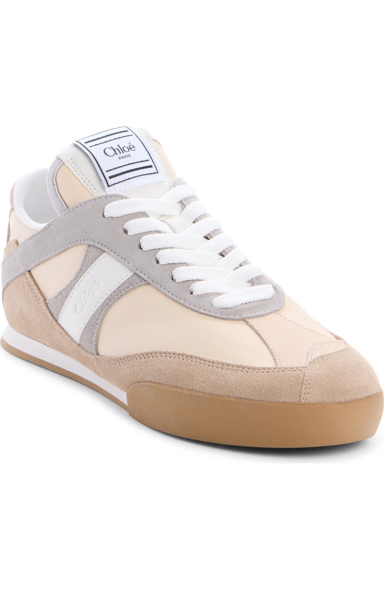 Chloé Kick Leather & Mesh Sneaker, Main, color, Dove Grey