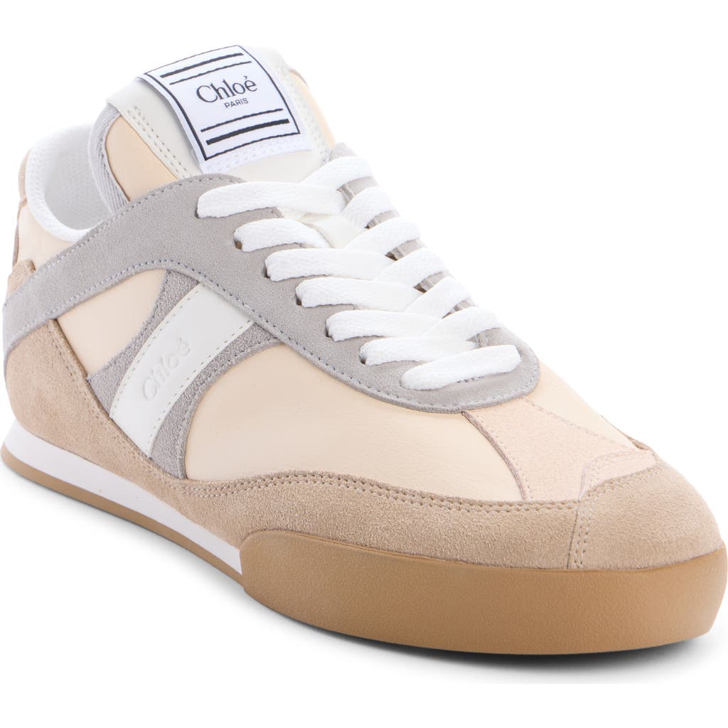 Chloé Kick Leather & Mesh Sneaker in Dove Grey at Nordstrom, Size 38
