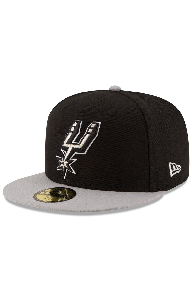 New Era Men's New Era Black/Gray San Antonio Spurs Official Team Color 2Tone 59FIFTY Fitted Hat, Main, color, Black