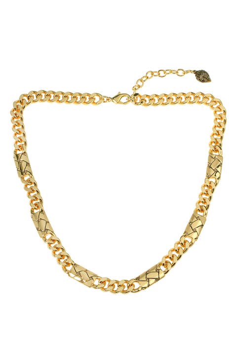 Quilted Bar Station Chain Necklace