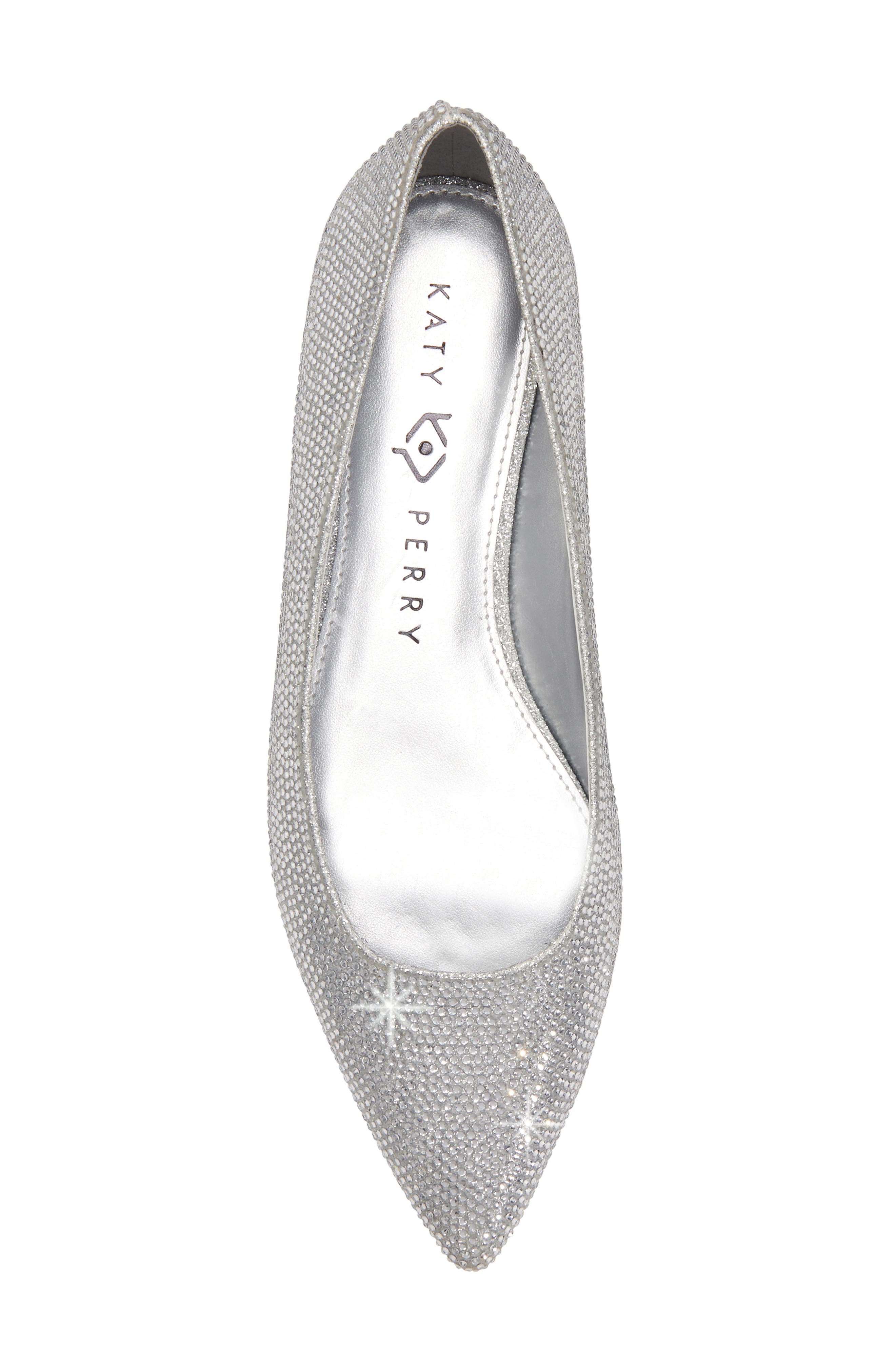 Katy Perry The Hollie Crystal Pointed Toe Ballet Flat, Alternate, color, Silver Multi
