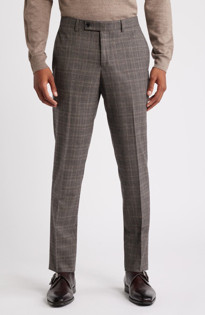 Ted Baker London Jay Slim Fit Brown Glen Plaid Stretch Wool Suit, Alternate, color, 