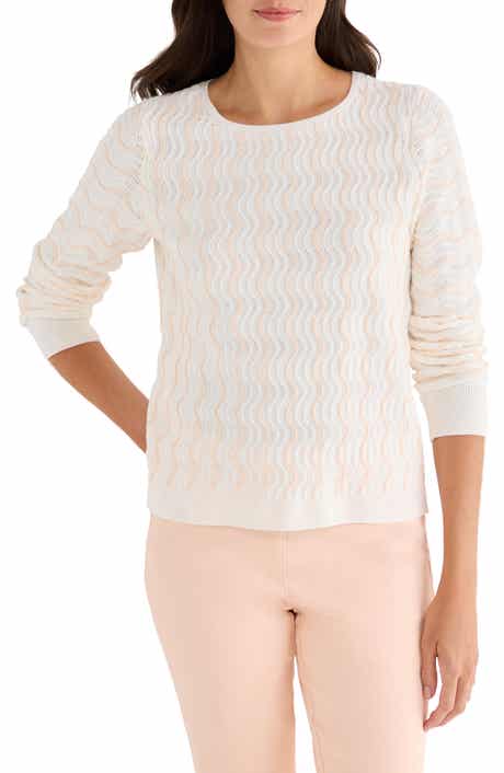 Alto Wave Stripe Cotton Blend Pointelle Sweater