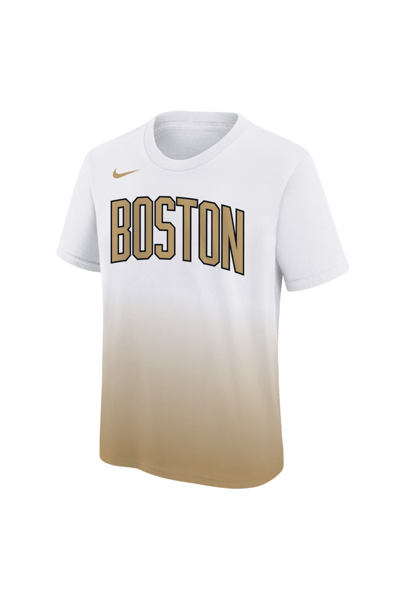 Youth Nike White/Gold Boston Celtics 2025/26 City Edition Max90 T-Shirt, Alternate, color, White