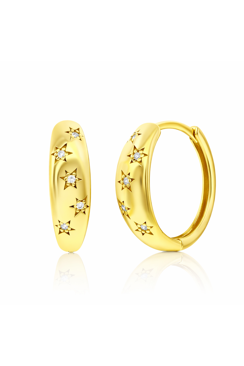 Sterling Silver Crystal Star Earrings, Main, color, Gold
