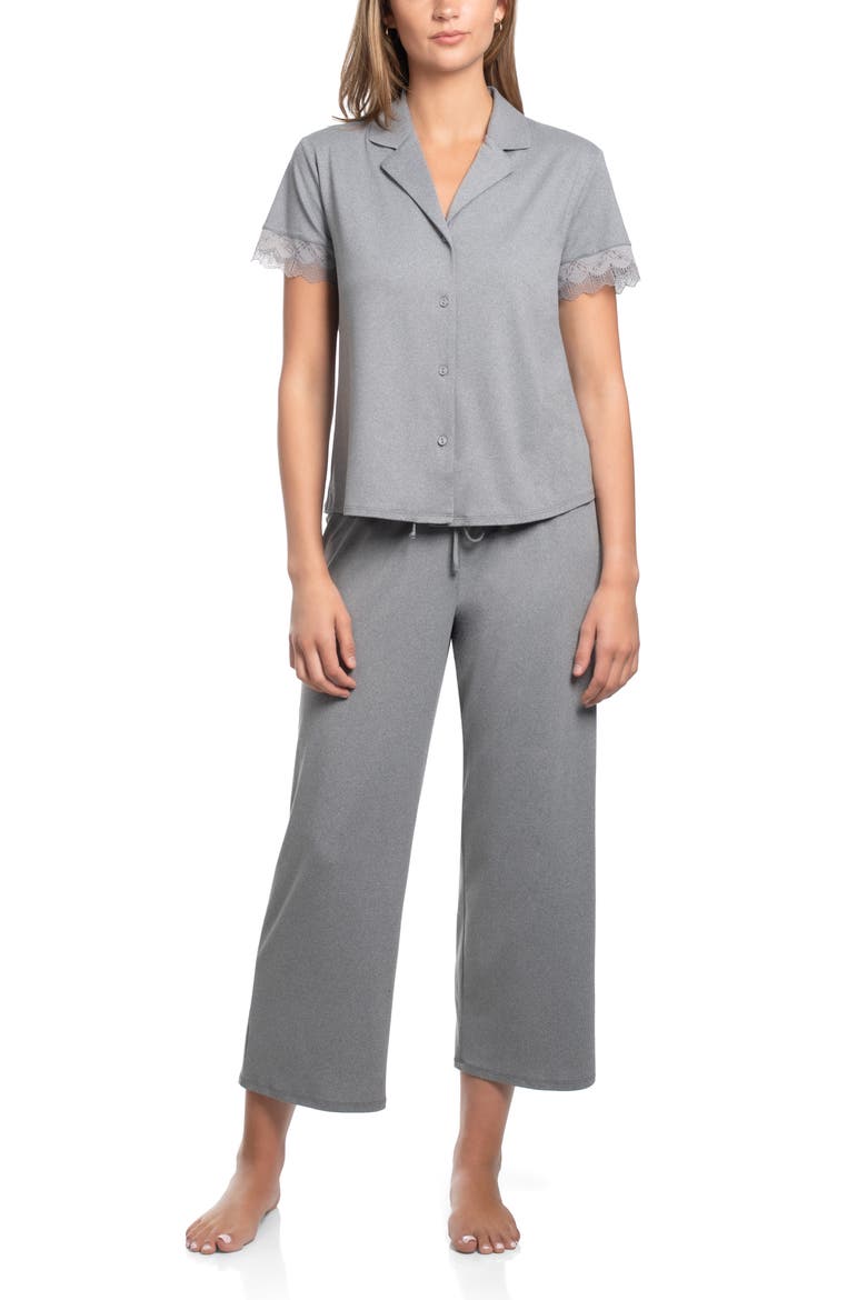 Sevilla Short Sleeve Pajama Set, Main, color, HEATHER GRAY