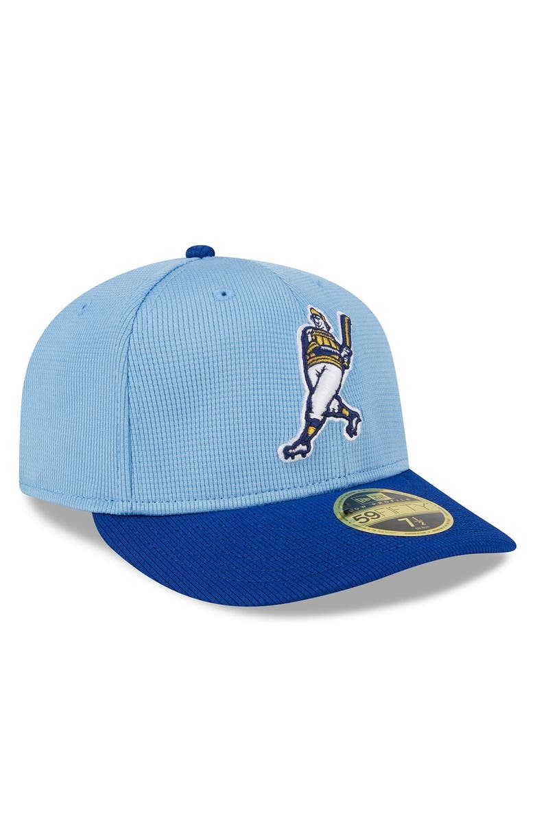 New Era Men's New Era Light Blue Milwaukee Brewers 2025 Batting Practice Low Profile 59FIFTY Fitted Hat, Alternate, color,