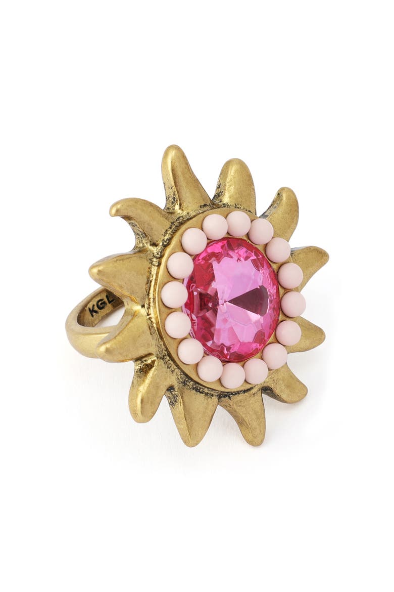 Pavé Stone Sun Cocktail Ring, Alternate, color, GOLD/ PINK