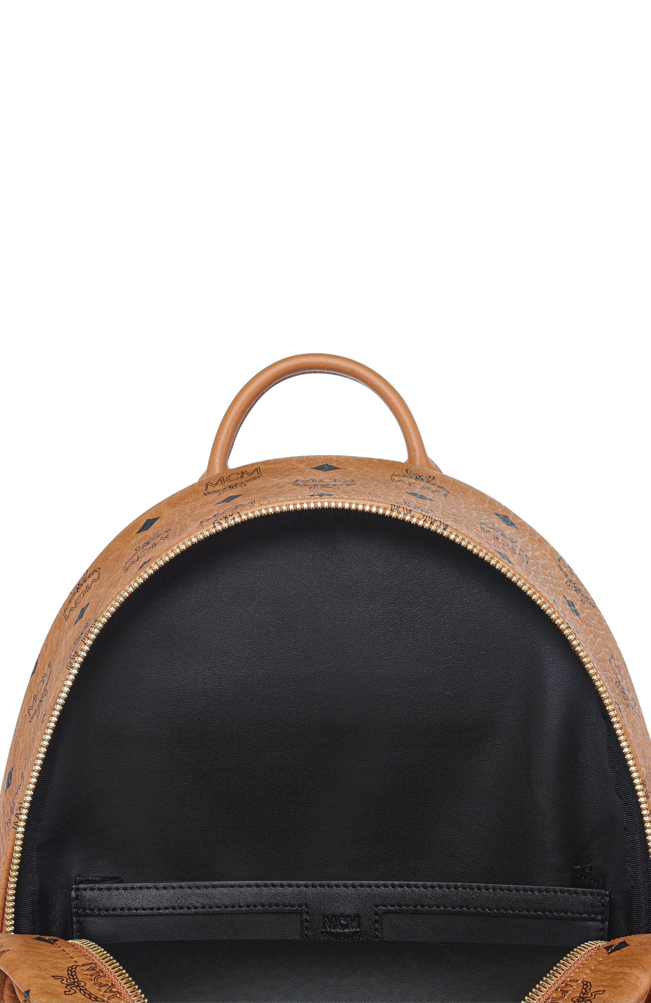 Small Stark Side Studs Backpack in Visetos, Alternate, color, Cognac
