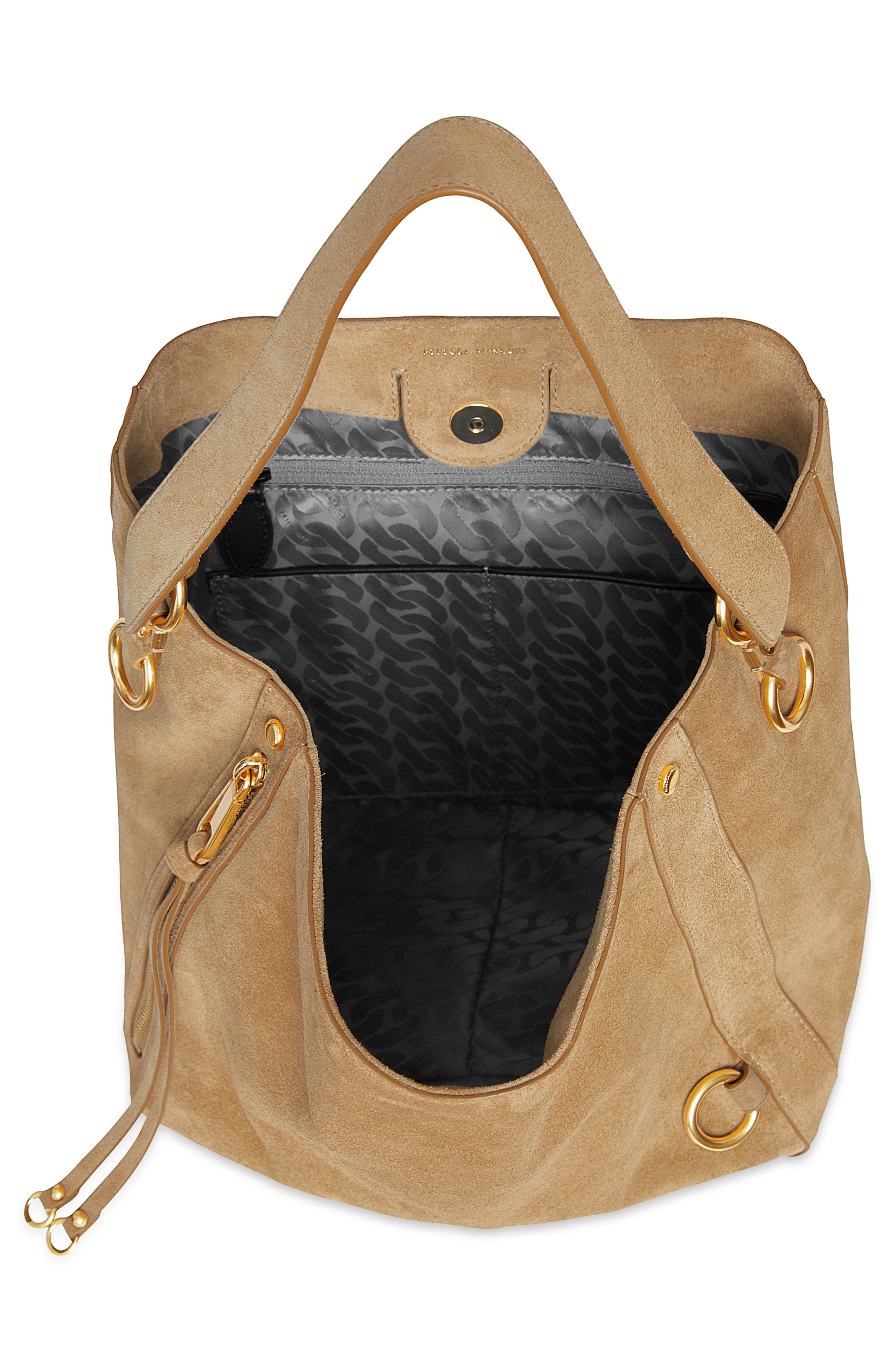 Rebecca Minkoff Mab Suede Hobo Bag, Alternate, color, Sesame