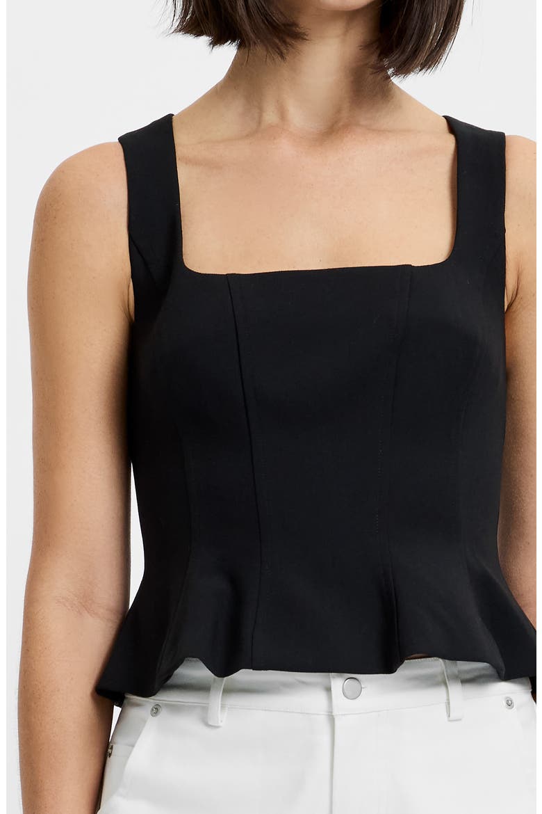Azra Peplum Twill Tank, Alternate, color, BLACK