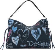 Desigual Logo Print Canvas Shoulder Bag