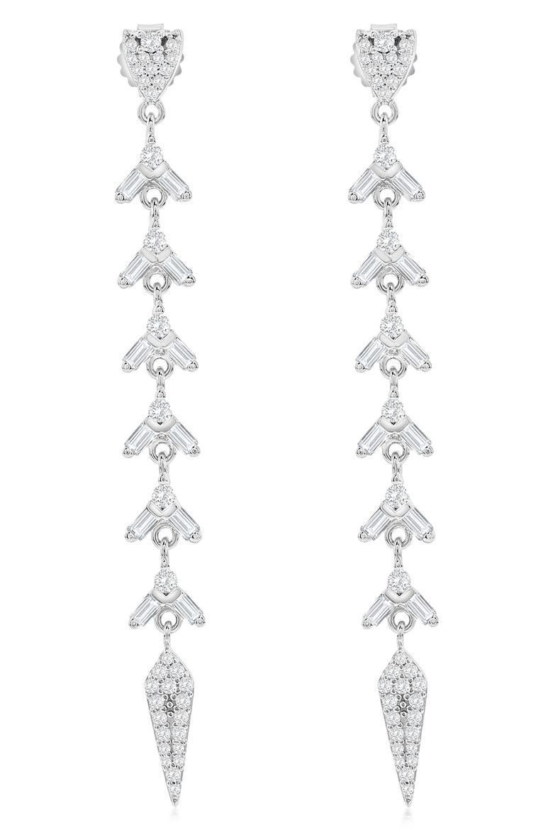 Cubic Zirconia Linear Drop Earrings, Main, color, WHITE