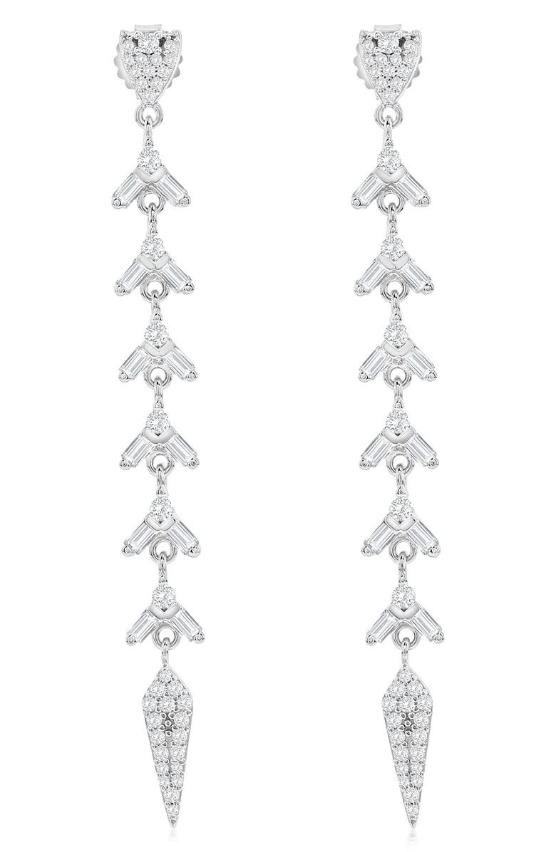 SUZY LEVIAN Cubic Zirconia Linear Drop Earrings, Main, color, White