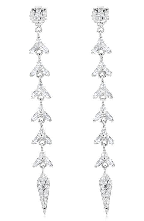 Cubic Zirconia Linear Drop Earrings