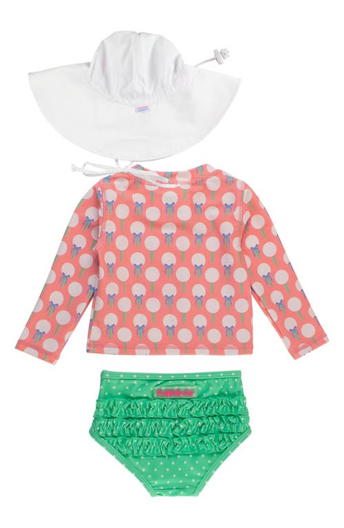 RUFFLEBUTTS RUFFLEBUTTS RUFFLE LONG SLEEVE TWO-PIECE RASHGUARD SWIMSUIT & HAT SET 
