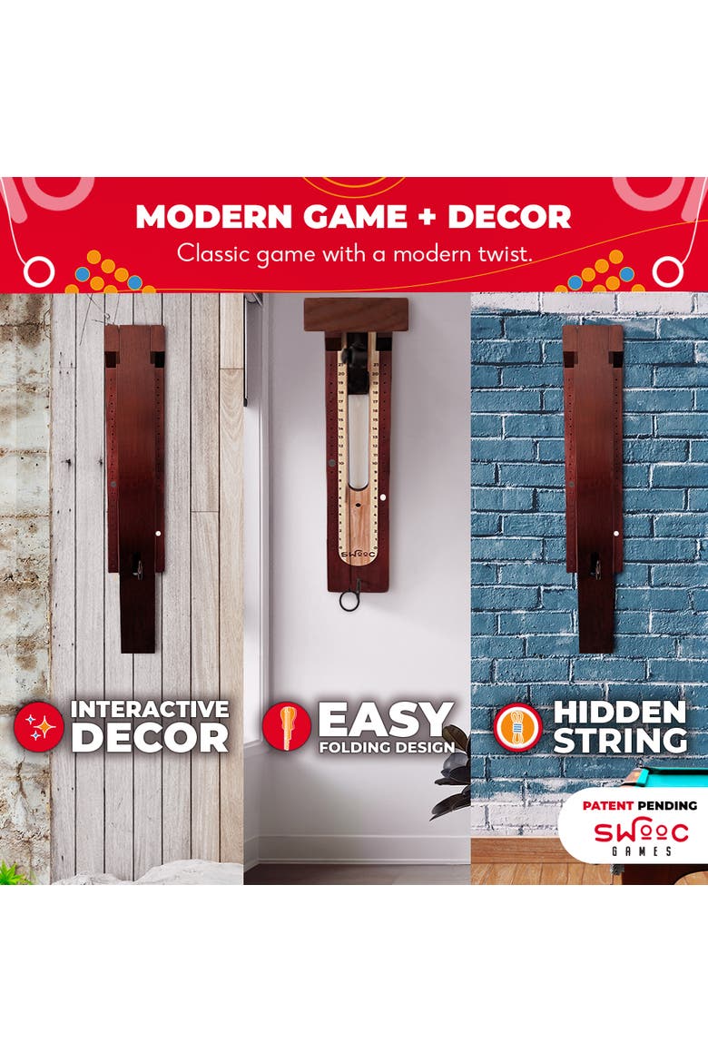 Hook And Ring Game | Wall Mounted Modern Design, Alternate, color, Brown