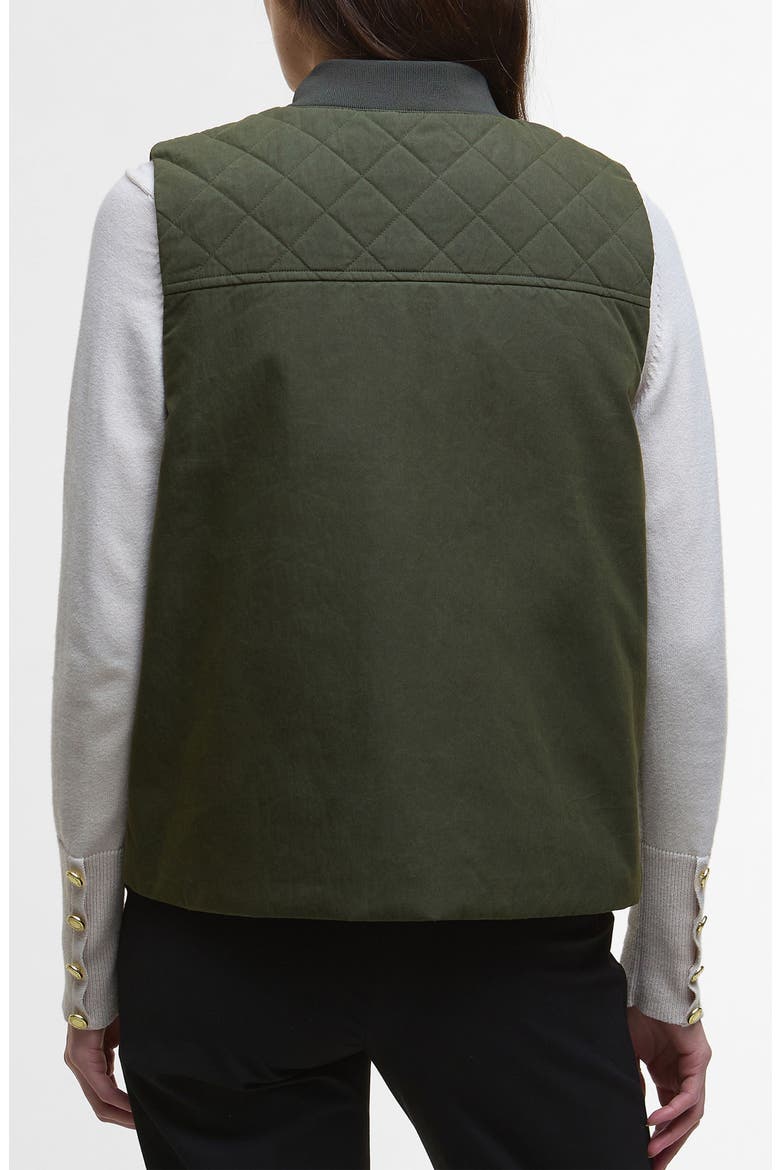 Theodora Quilt Trim Cotton & Nylon Vest, Alternate, color, OLIVE