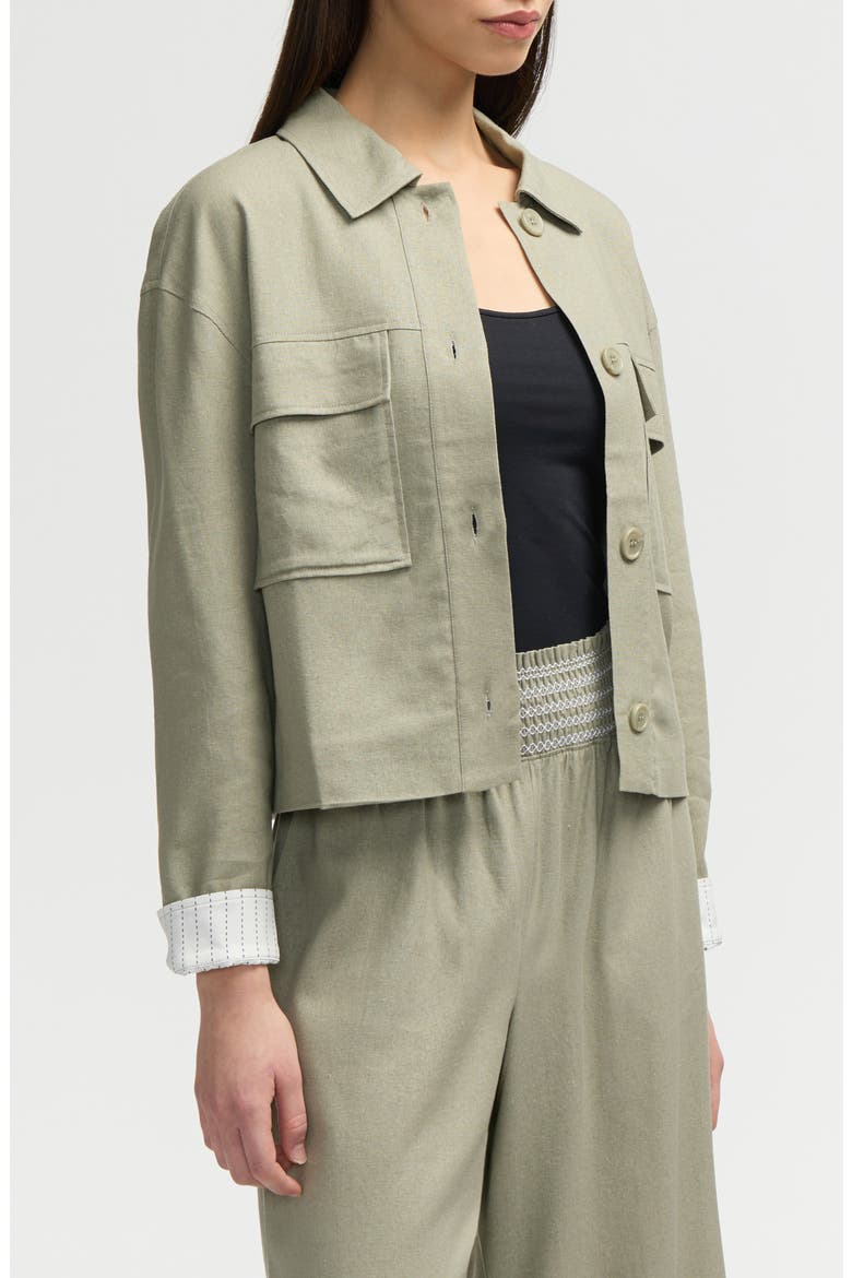 Double Pocket Shacket, Alternate, color, SAGE