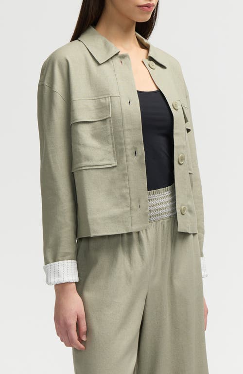Nvlt Double Pocket Shacket In Sage