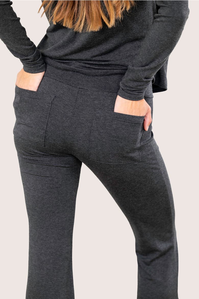 Butt, Seriously Flare Lounge & Sleep Pants with Pockets, Alternate, color, Charcoal
