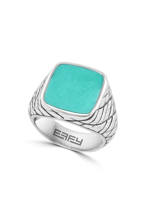 Sterling Silver Turquoise Ring - Size 10