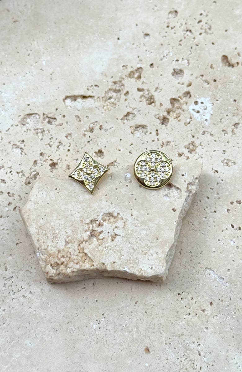 Adornia Mismatched Cubic Zirconia Stud Earrings, Alternate, color, Gold