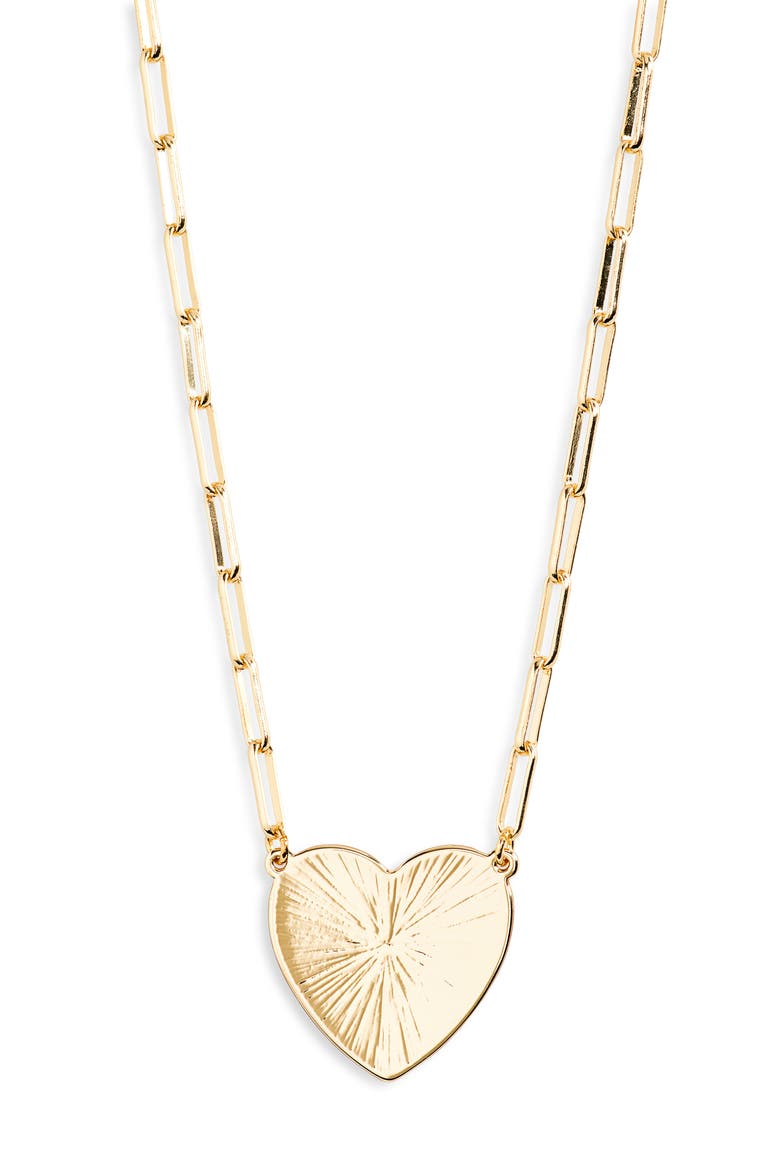 Heart Pendant Paper Clip Chain Necklace, Main, color, GOLD