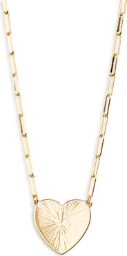 Nordstrom Heart Pendant Paper Clip Chain Necklace