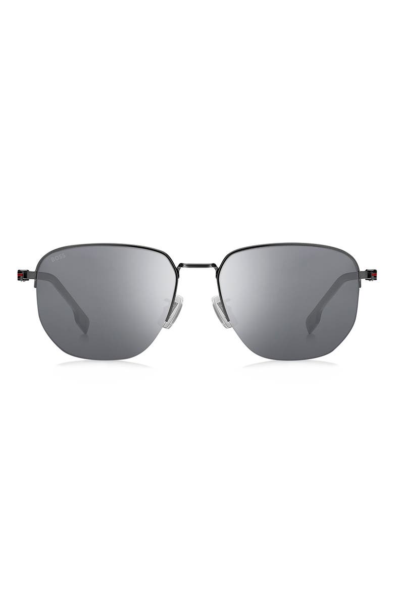 BOSS 57mm Rectangular Sunglasses, Main, color, Matte Dark Ruthenium