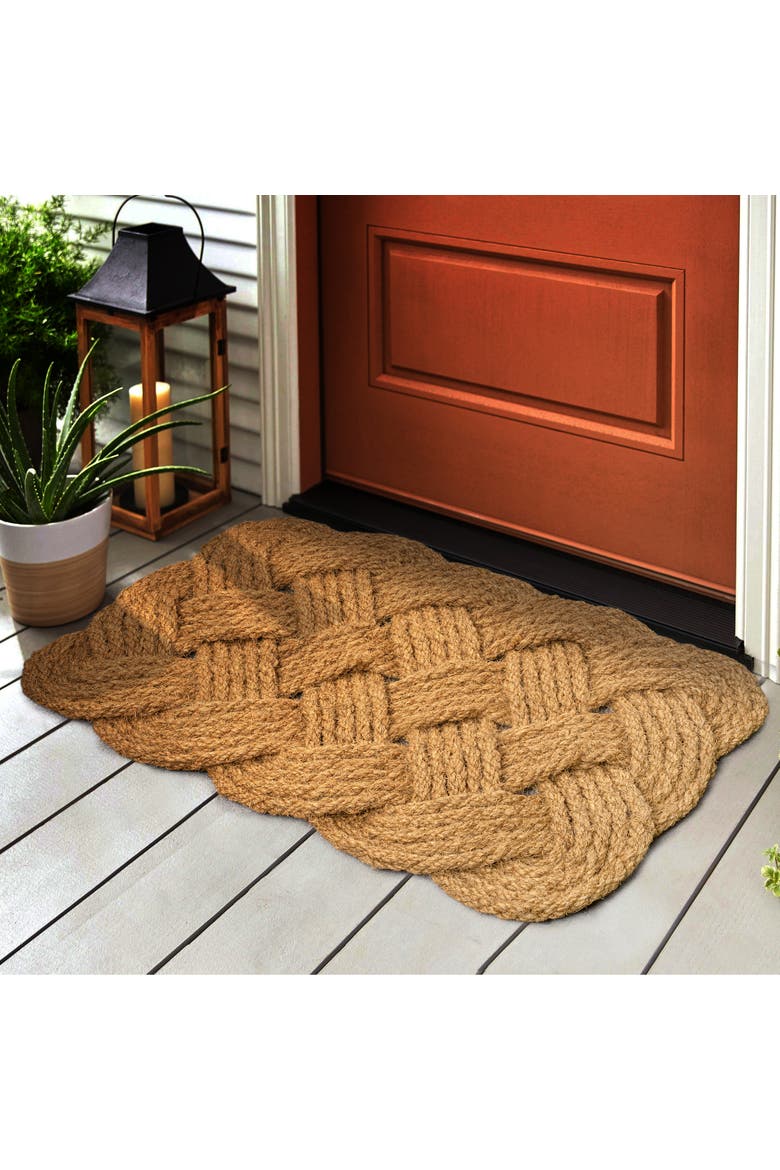 Maeve Classic Coastal Scalloped Basketweave Coir Indoor/Outdoor DoorMat, Alternate, color, Natural (Set of 2)