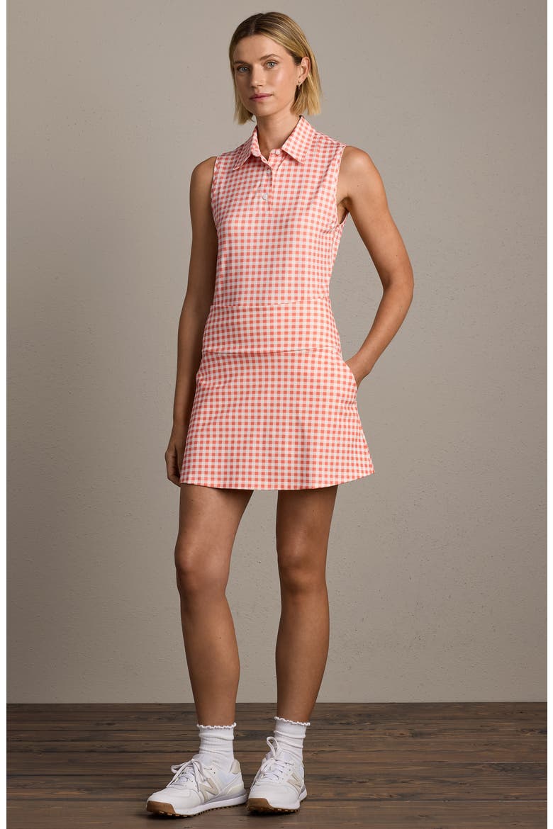Court Gingham Sleeveless Polo, Alternate, color, CORAL GINGHAM