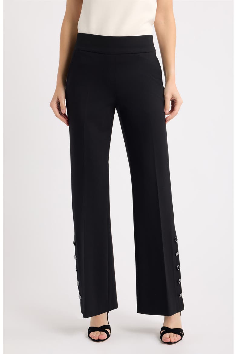 High Waist Rivet Hem Wide Leg Pants, Main, color, ANNE BLACK