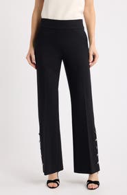 Anne Klein High Waist Rivet Hem Wide Leg Pants