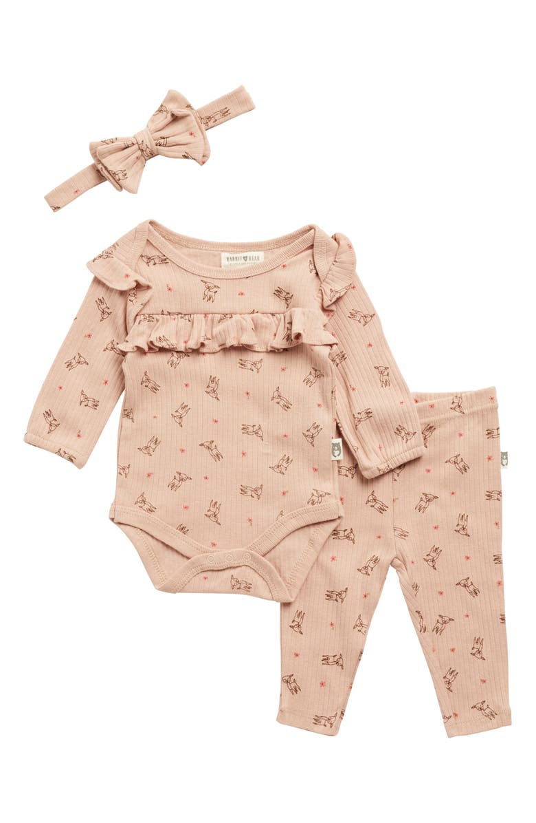 RABBIT AND BEAR ORGANIC Kids' 3-Piece Bodysuit Set, Main, color,