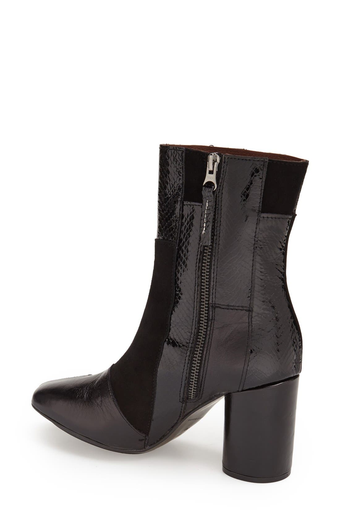 'Powerful' Patchwork Ankle Boot, Alternate, color, BLACK