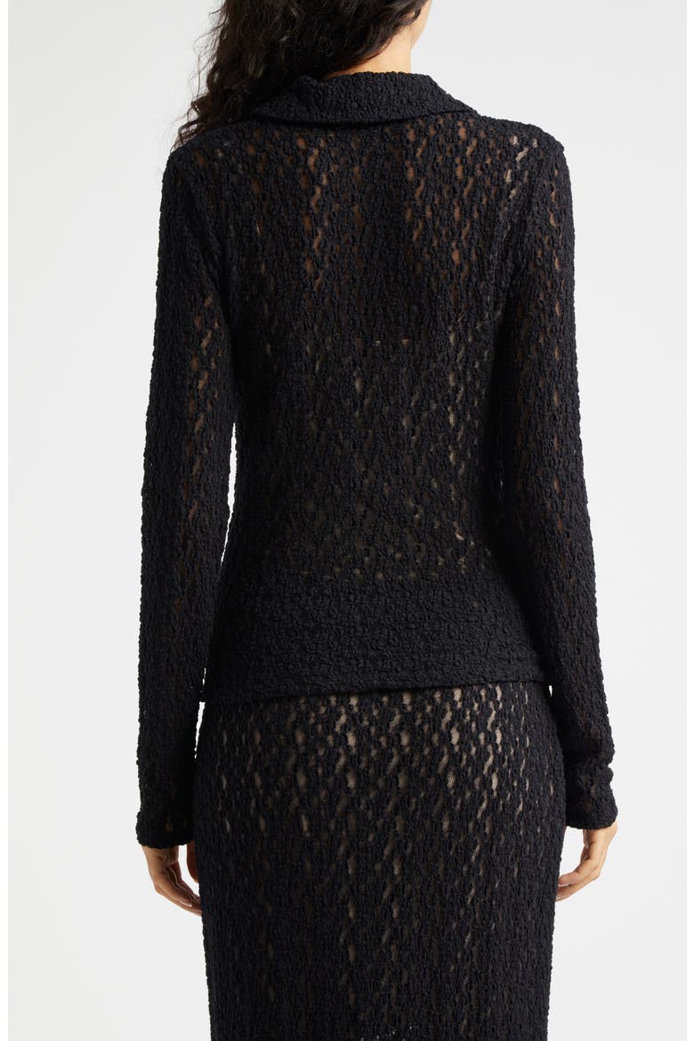 Floral Lace Button-Up Shirt, Alternate, color, BLACK