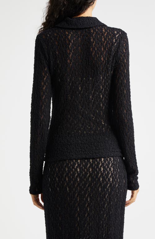 Vince Floral Lace Button-up Shirt In Black