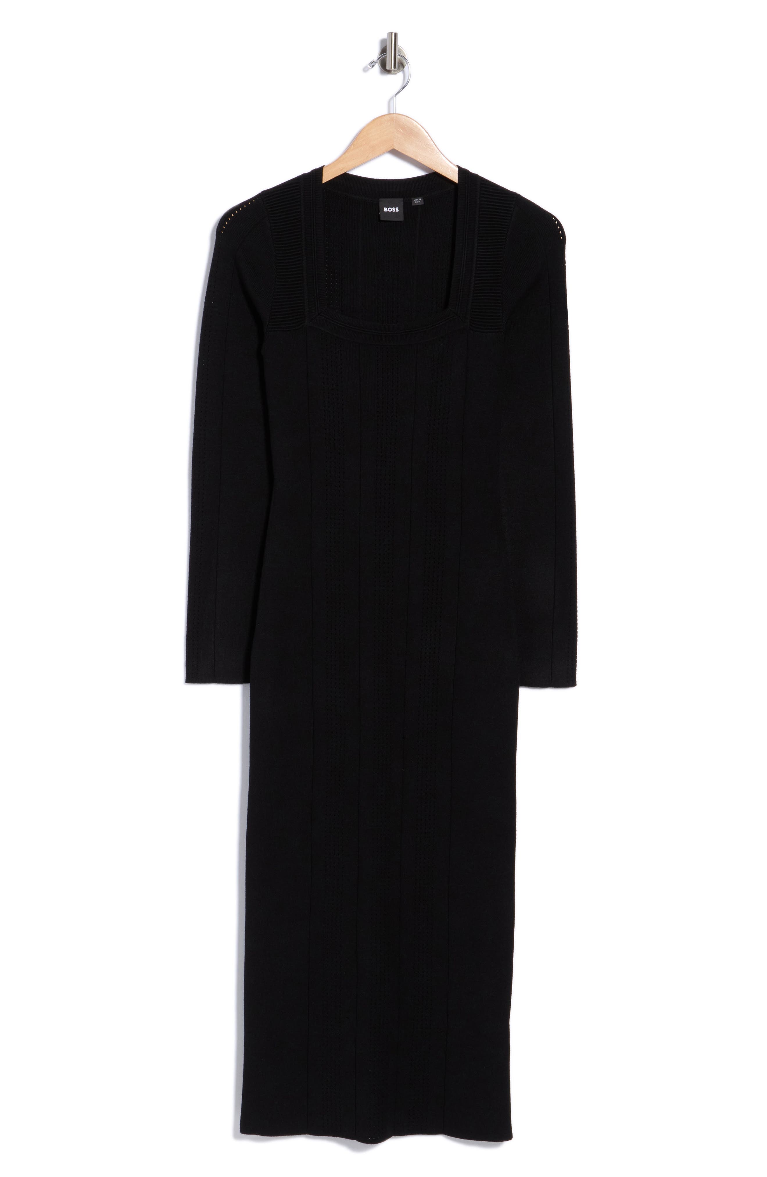 Fuldiani Square Neck Ribbed Midi Dress