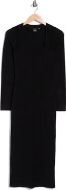 BOSS Fuldiani Square Neck Ribbed Midi Dress