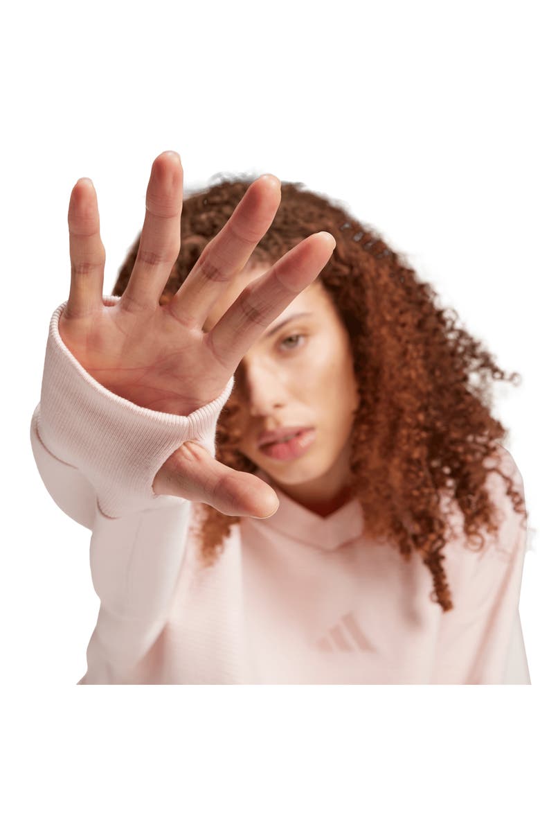 adidas All Szn Rib V-Neck Sweatshirt, Alternate, color, Sandy Pink