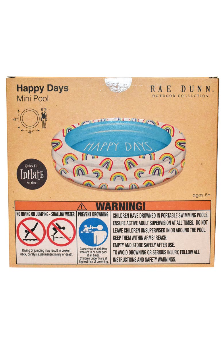 Rae Dunn Happy Days Aqua Rainbow 46" Mini Pool, Coconut Float, Ages 5+, Alternate, color, Multicolored