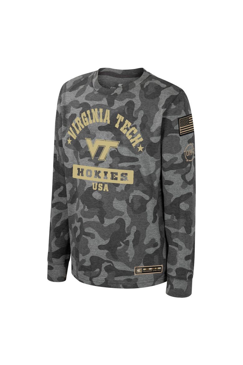 Youth Colosseum Camo Virginia Tech Hokies OHT Military Appreciation Dark Star Long Sleeve T-Shirt, Alternate, color, Camo