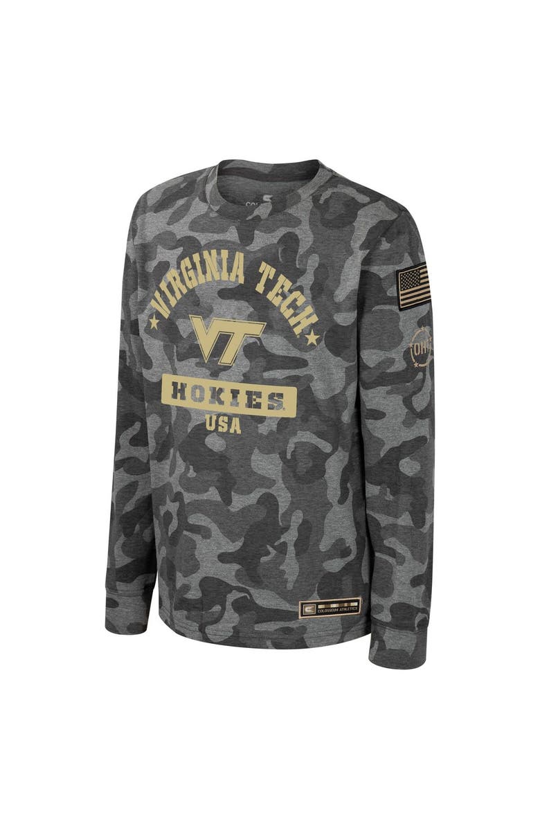 COLOSSEUM Youth Colosseum Camo Virginia Tech Hokies OHT Military Appreciation Dark Star Long Sleeve T-Shirt, Alternate, color,