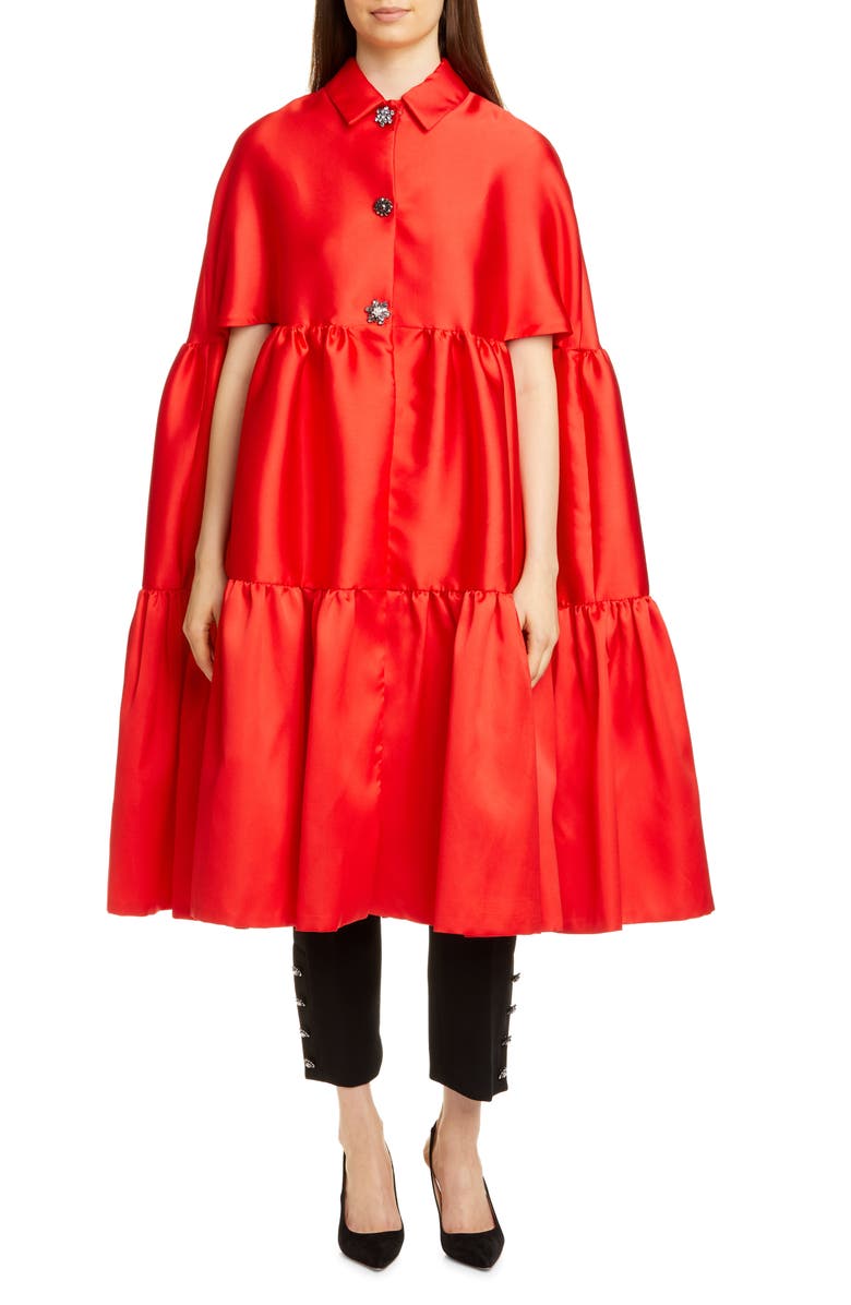 Lela Rose Tiered Satin Cape, Main, color, 
