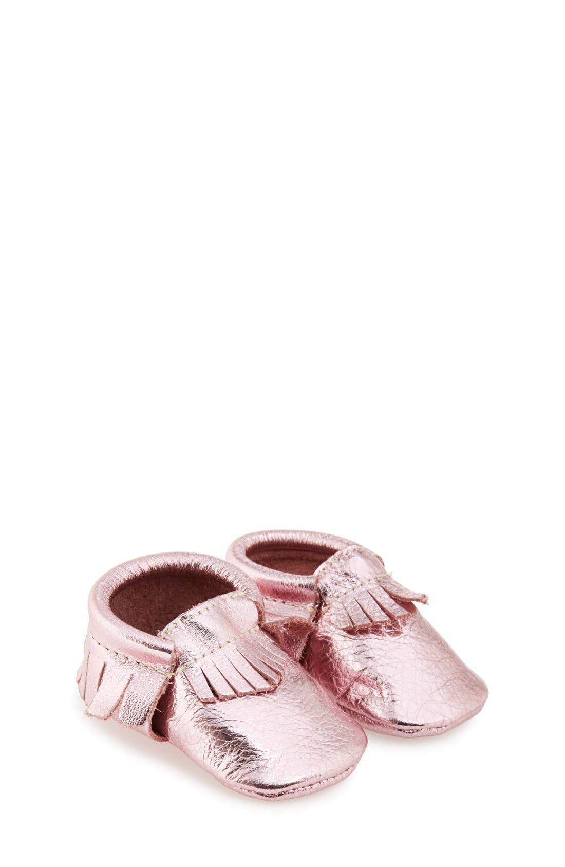 Metallic Leather Moccasin, Main, color, FROSTED ROSE